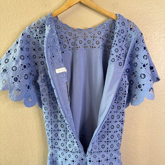 NWT Jonathan Simkhai Mercy Circle Lace Dress Womens Size 8 Blue Hydrangea Mini - Picture 10 of 14